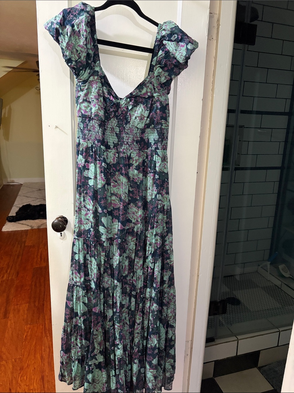 Free People Floral Maxi Dress in Mint Green and Lavender